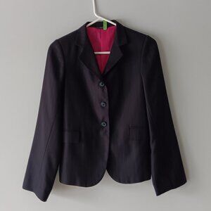 Concour Elite Devon-Aire Blazer Navy Pinstripe Lined Collar Equestrian Size 16R